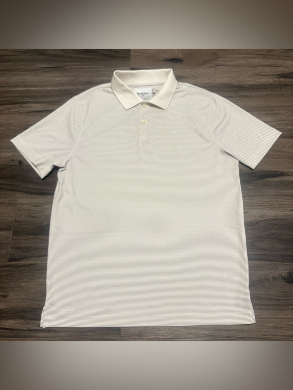 Goodfellow & Co White Micro-Striped Polo